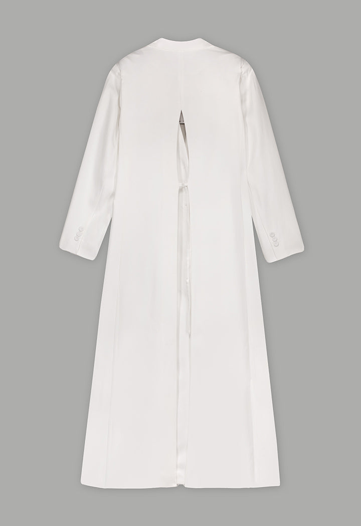 Choice Solid Notched Collar Abaya Off White
