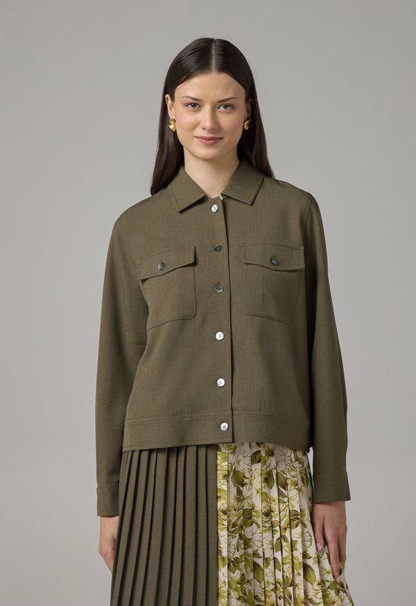 Choice Front Flap Pockets Jacket Khaki