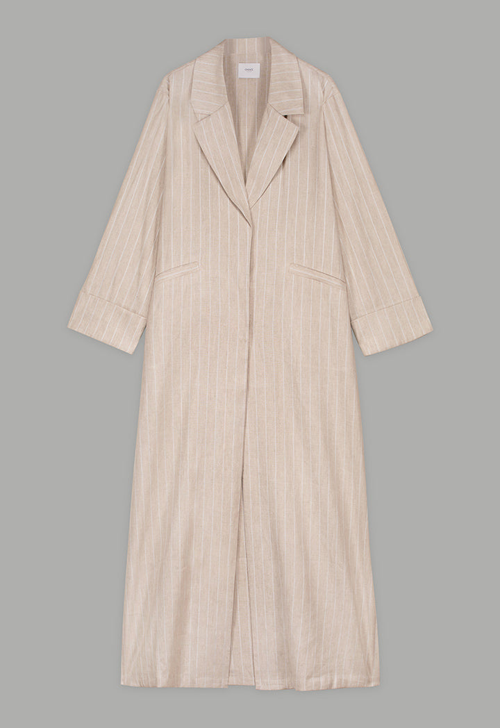 Choice Front Pocket Maxi Blazer Abaya Beige