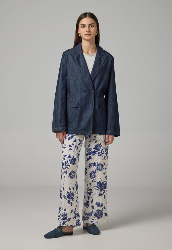 Choice Notched Collar Denim Jacket Indigo