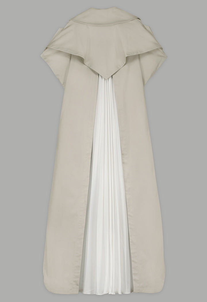 Choice Solid Double Breasted Notched Collar Outerwear Beige