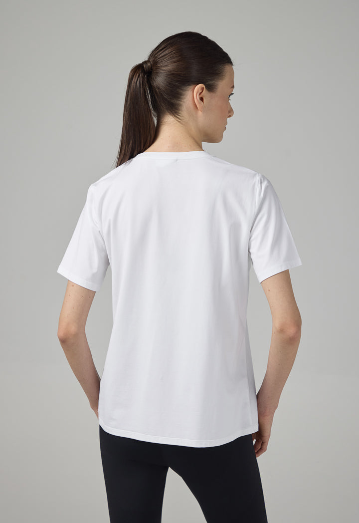 Choice Solid Crystal Embellished Monogram T-Shirt Off White