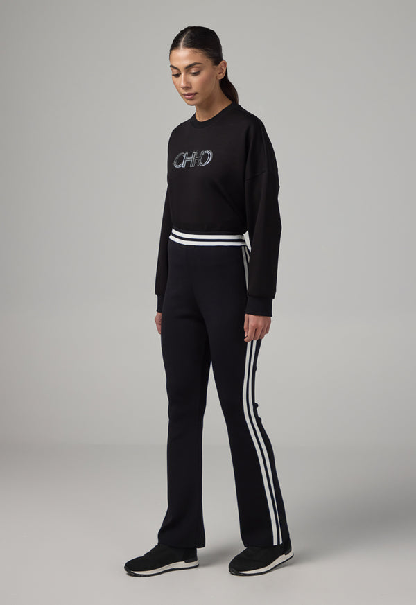 Choice Contrast Elastic Waistband Sweatpants Black