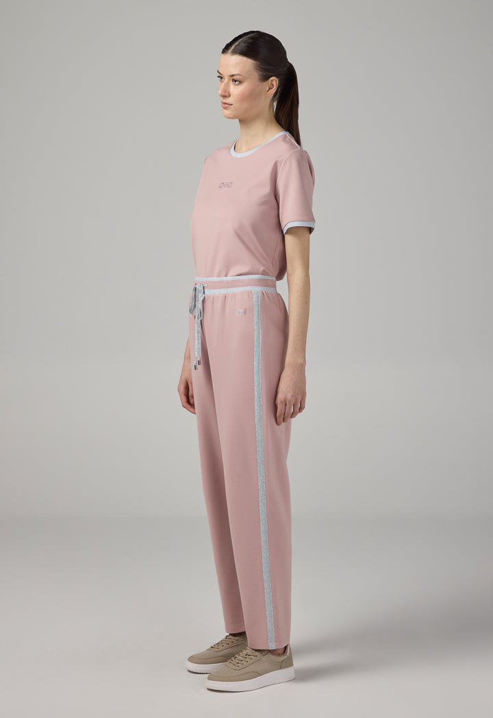 Choice Contrast Straight Cut Trousers Pink