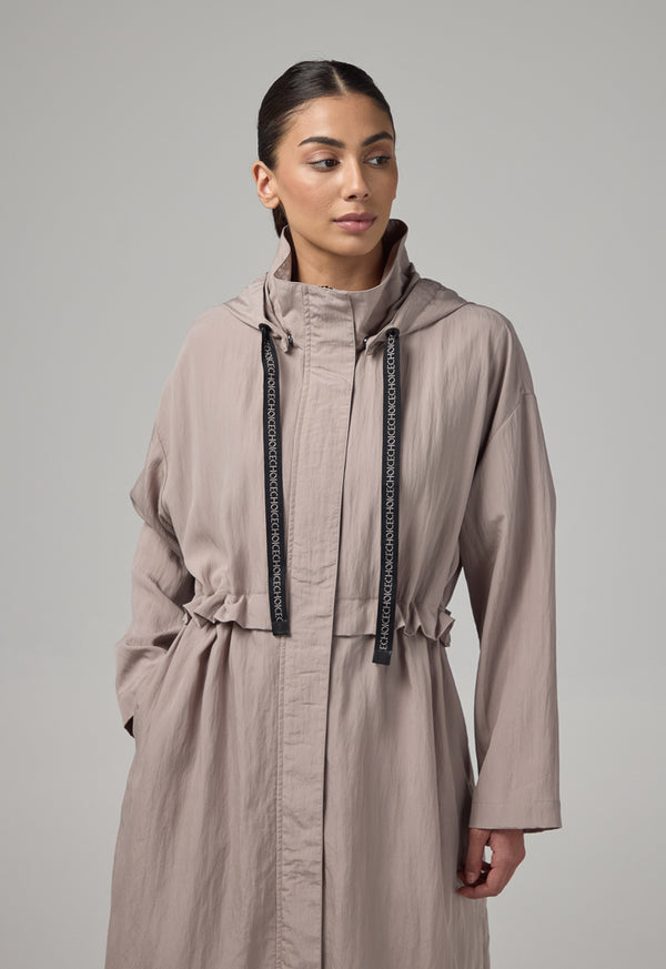 Choice Solid Long Sleeve Midi Coat Vison