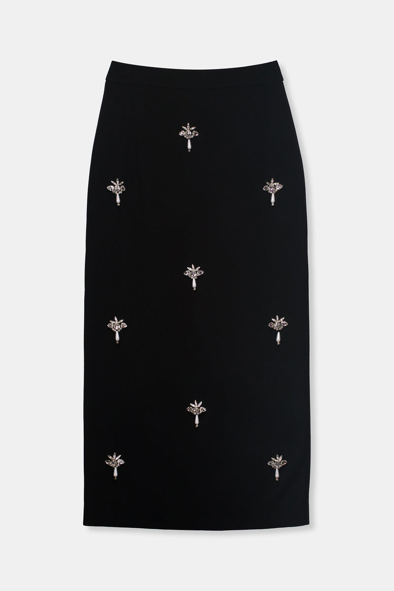 Nean Embellished Midi Skirt Black