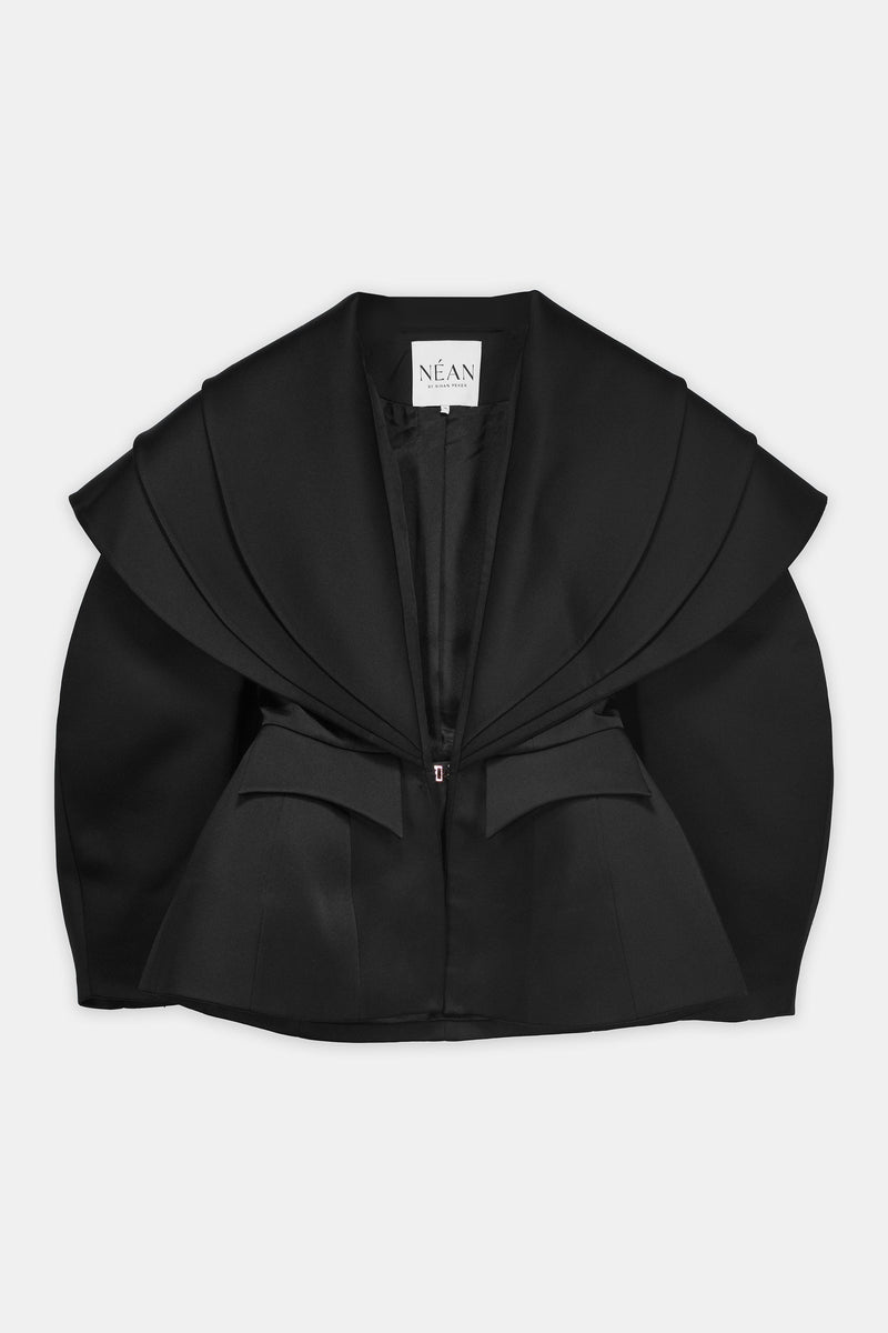 Nean Sculptural Collar Jacket Black