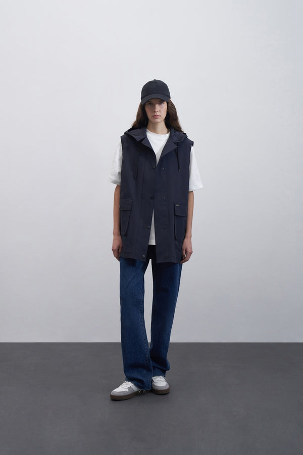 Kk Design Hooded Sports Vest Navy Blue