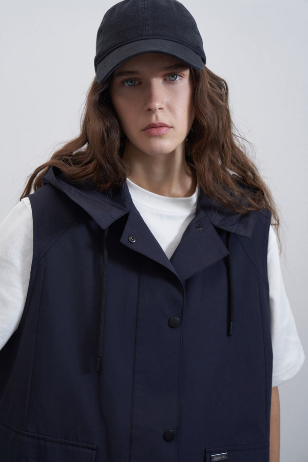 Kk Design Hooded Sports Vest Navy Blue