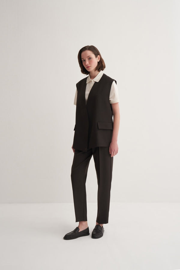 Kk Design Double-Breasted Vest Dark Brown