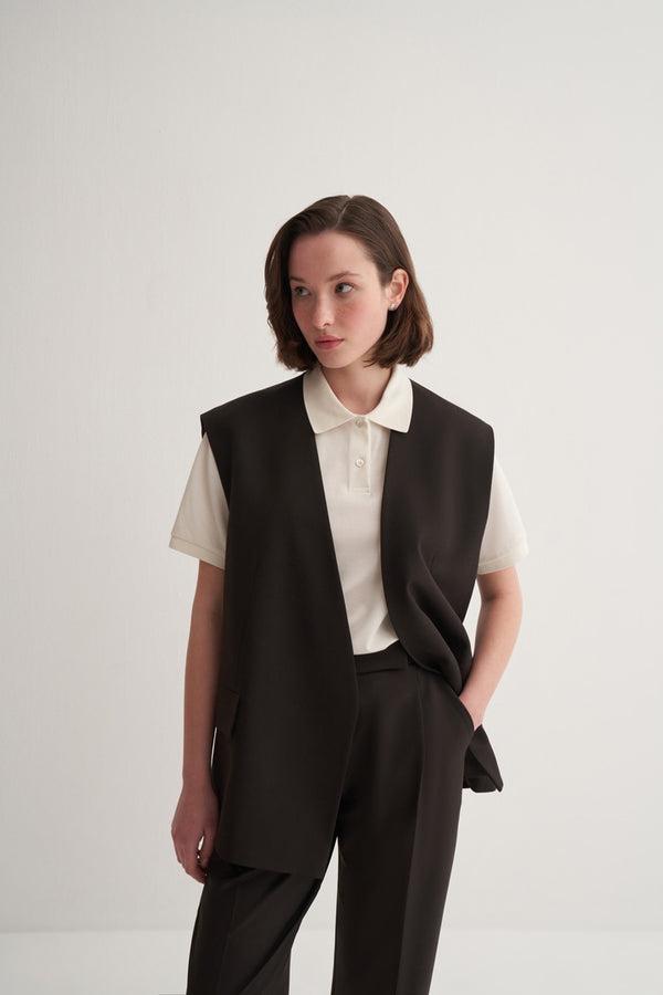 Kk Design Double-Breasted Vest Dark Brown