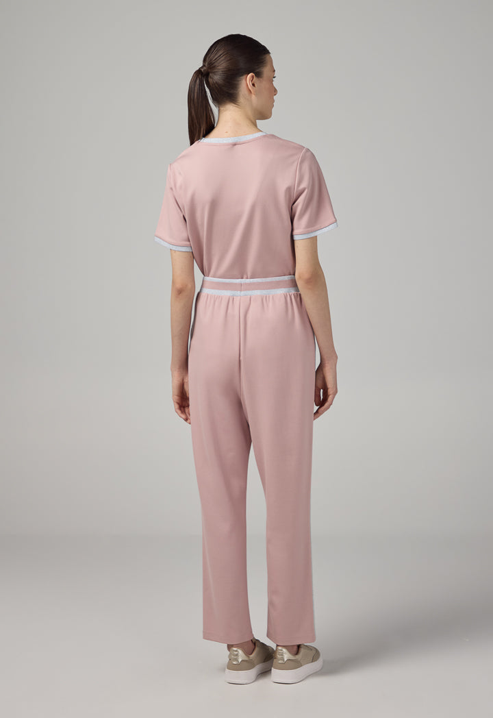 Choice Contrast Straight Cut Trousers Pink