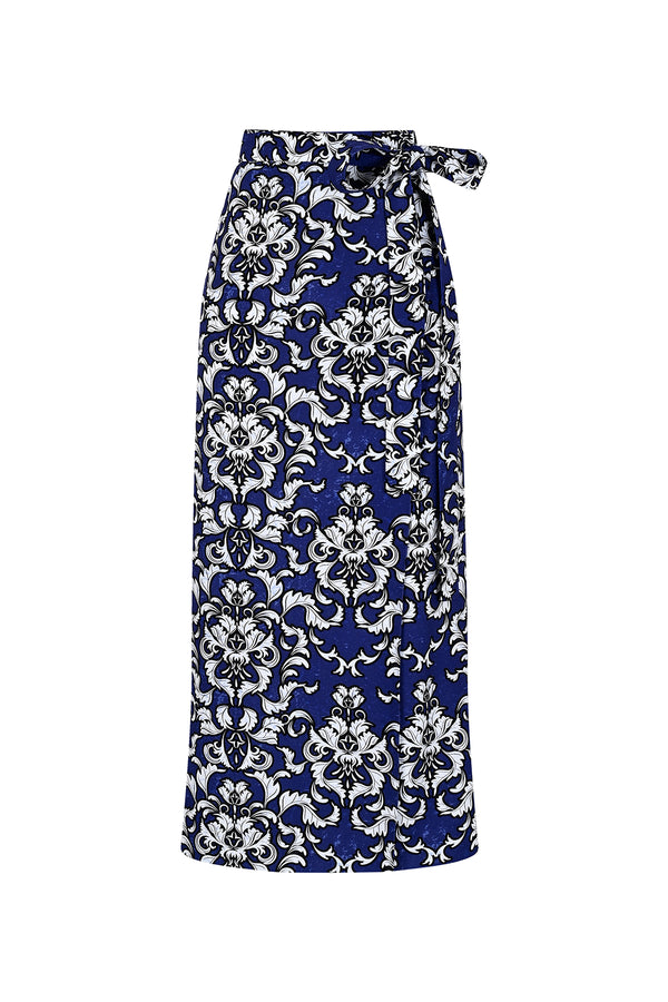 Maison La Plage Hydra Printed Wrap Skirt  Navy Blue