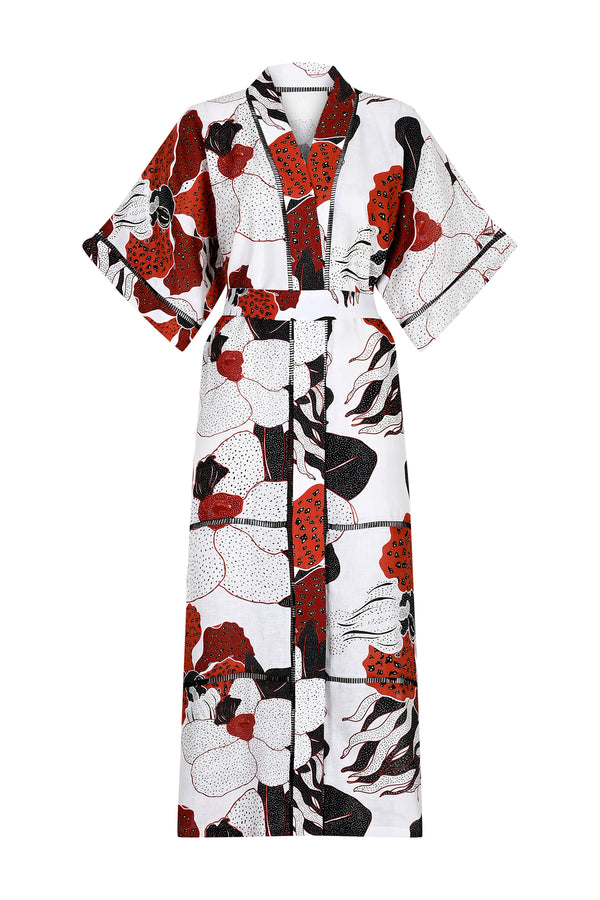 Maison La Plage Capri Printed Belted Kaftan White