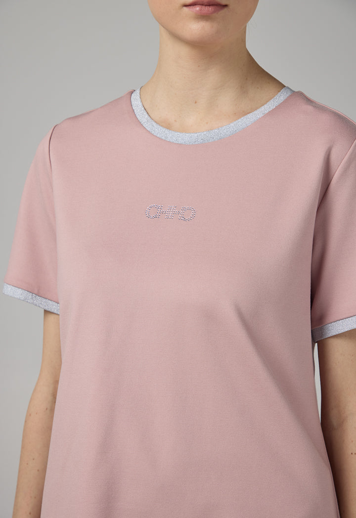 Choice Short Sleeve Contrast T-Shirt Pink