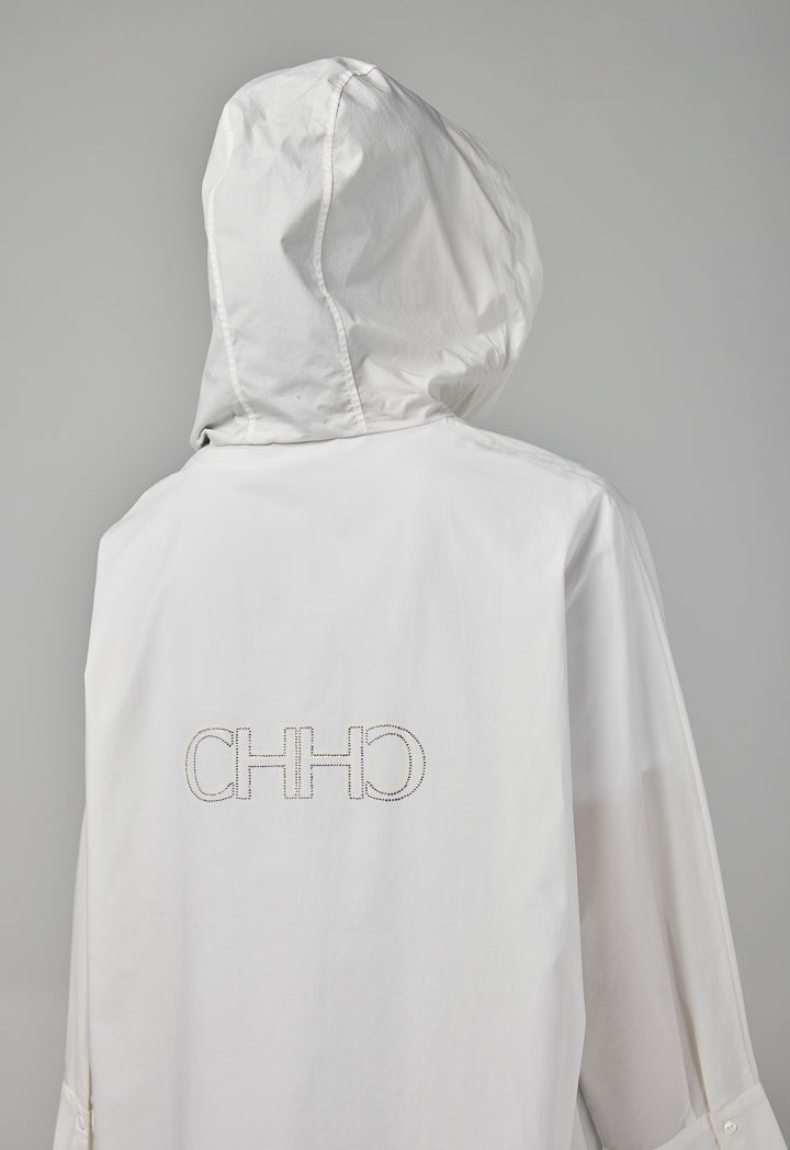 Choice Solid Long Sleeve Monogram Light Jacket  Off White