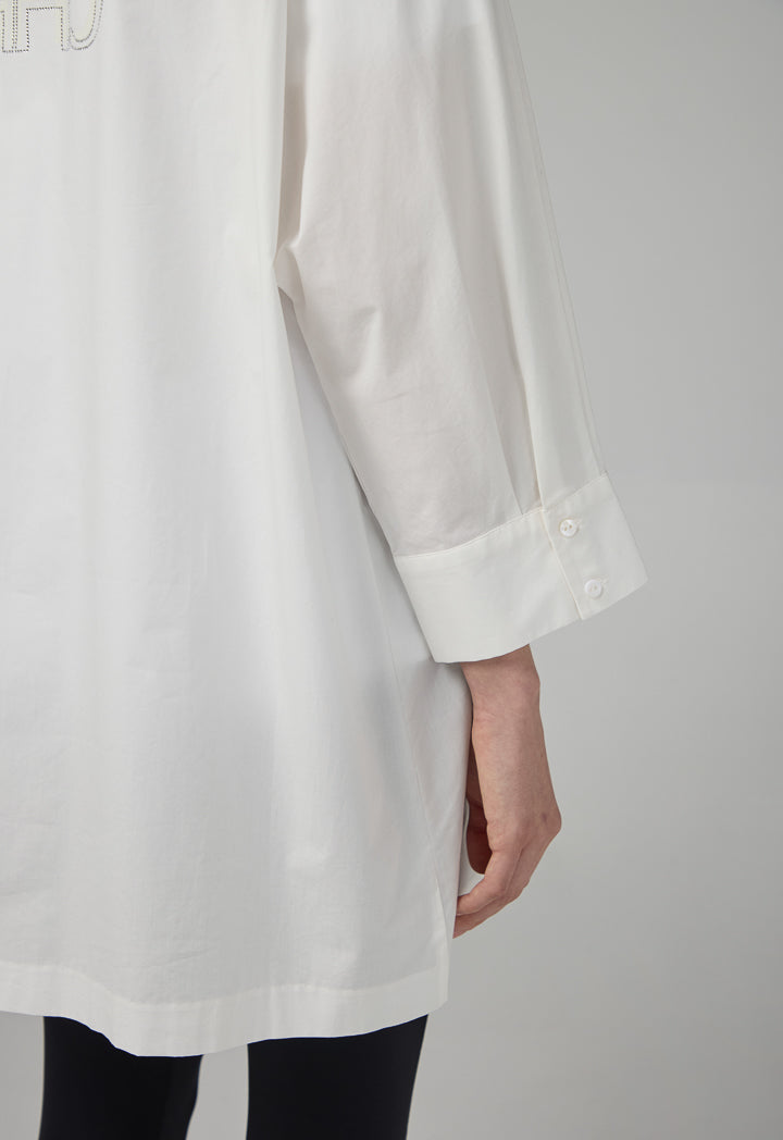 Choice Solid Long Sleeve Monogram Light Jacket  Off White