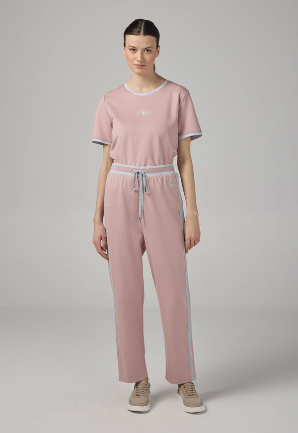 Choice Contrast Straight Cut Trousers Pink