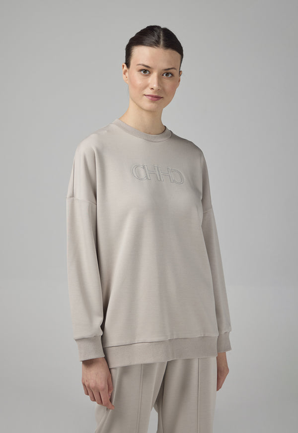 Choice Long Sleeve Monogram Blouse Grey