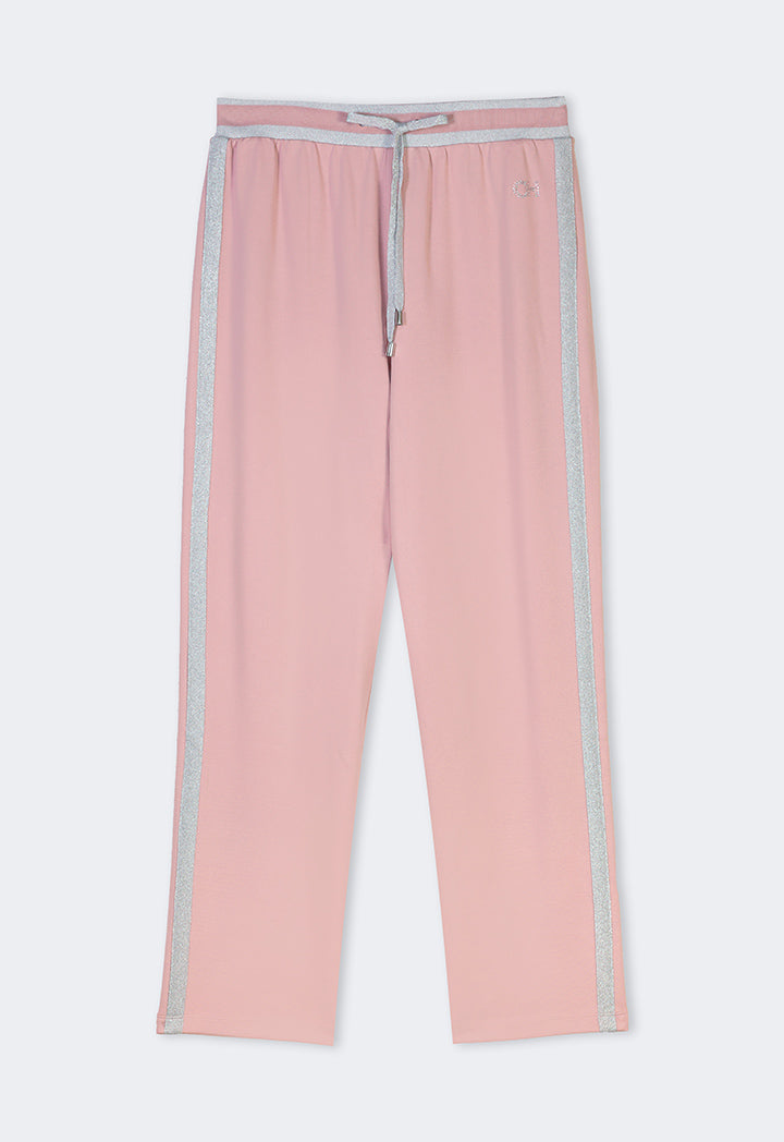 Choice Contrast Straight Cut Trousers Pink