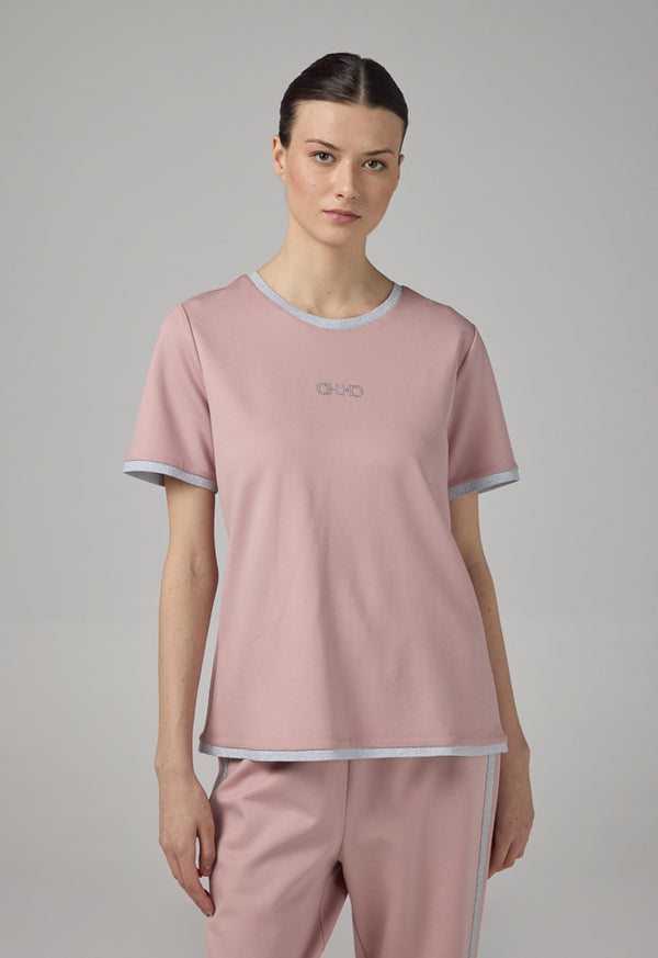 Choice Short Sleeve Contrast T-Shirt Pink