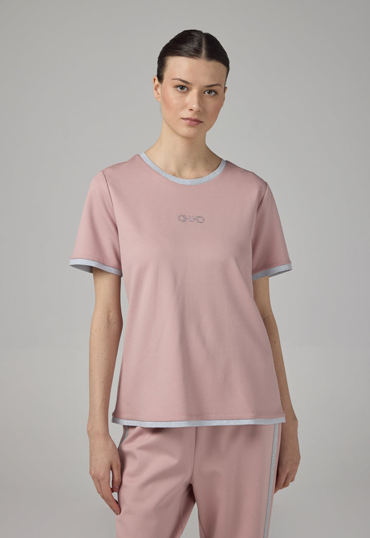 Choice Short Sleeve Contrast T-Shirt Pink