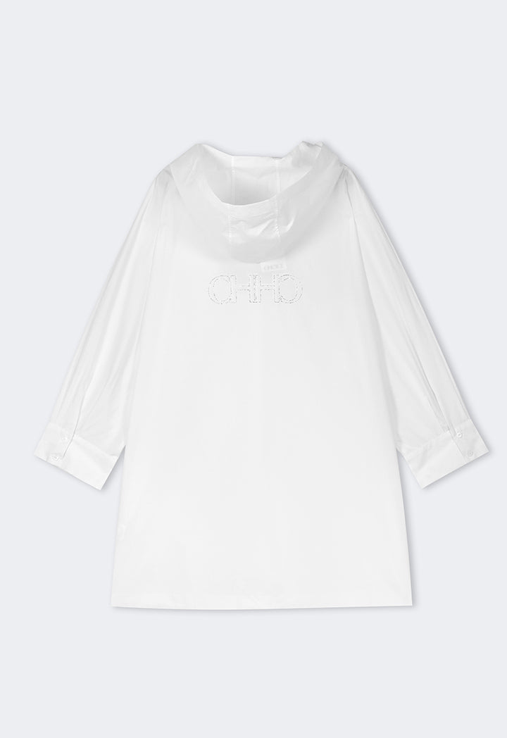 Choice Solid Long Sleeve Monogram Light Jacket  Off White