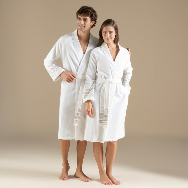 Chakra Derin Unisex Bathrobe White