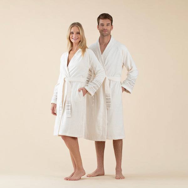 Chakra Derin Unisex Bathrobe Ecru