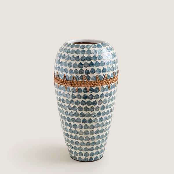 Chakra Hanoi Capiz Vase 44 Cm White