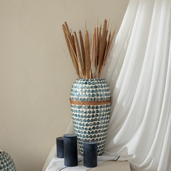 Chakra Hanoi Capiz Vase 44 Cm White