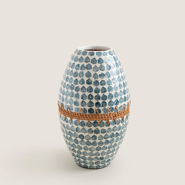 Chakra Hanoi Capiz Vase 38 Cm White