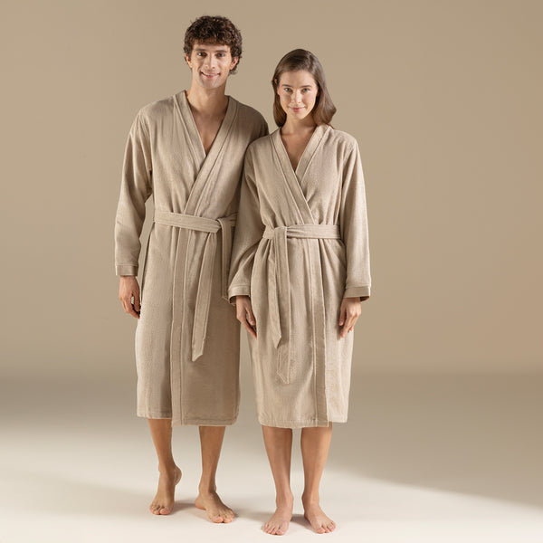 Chakra Floss Women Bathrobe Dark Beige
