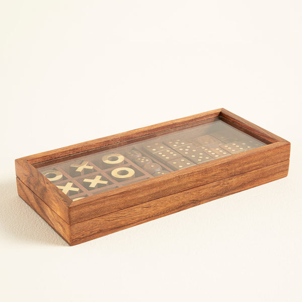 Chakra Zade Domino-Dice Tic Tac Toe Set Natural