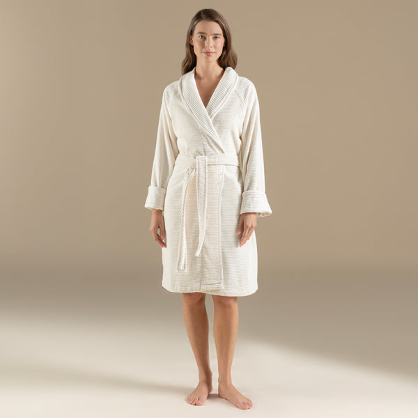 Chakra Eva Cotton Unisex Bathrobe Ecru
