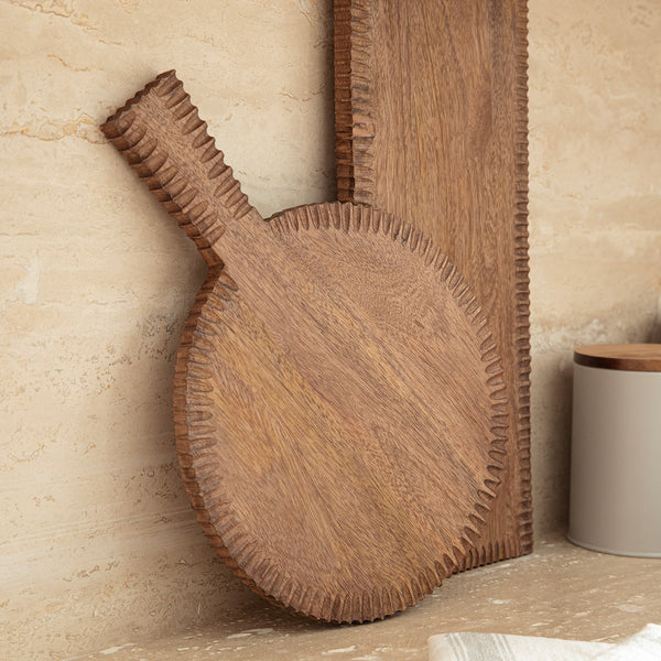 Chakra Simple Nature Round Chopping Board 37X26 Cm Natural