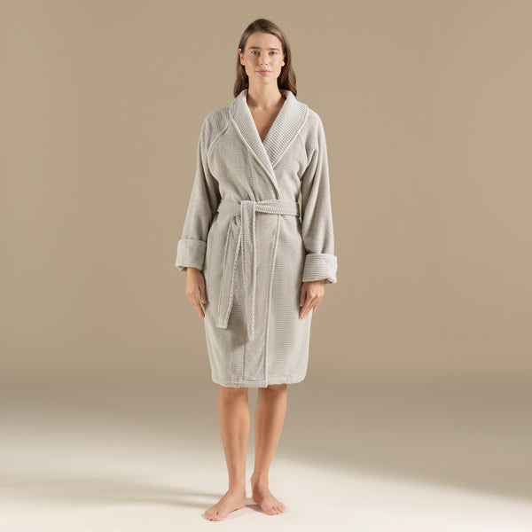 Chakra Eva Cotton Unisex Bathrobe Light Grey