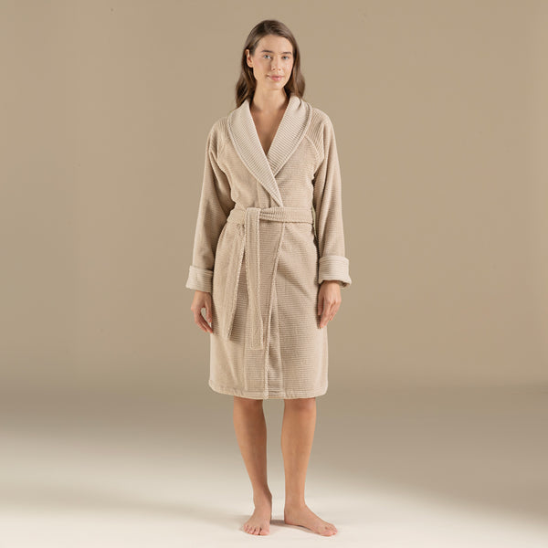 Chakra Eva Cotton Unisex Bathrobe Dark Beige