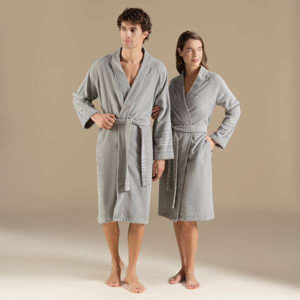 Chakra Derin Unisex Bathrobe Light Grey
