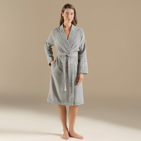 Chakra Derin Unisex Bathrobe Light Grey
