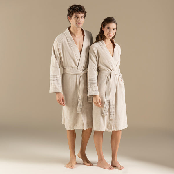 Chakra Derin Unisex Bathrobe Beige