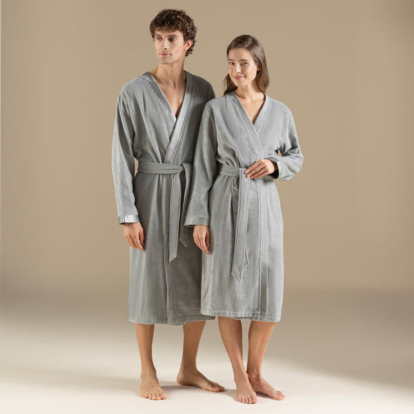 Chakra Floss Women Bathrobe Light Grey