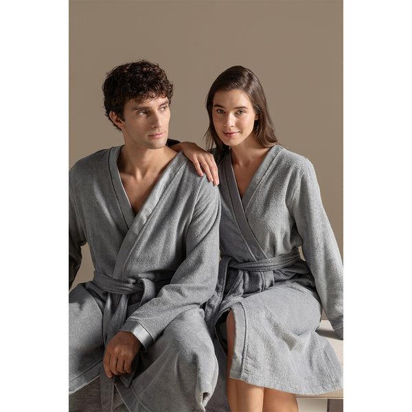 Chakra Floss Women Bathrobe Light Grey