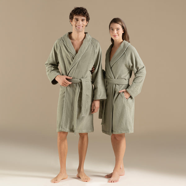 Chakra Solid Unisex Bathrobe Light Green