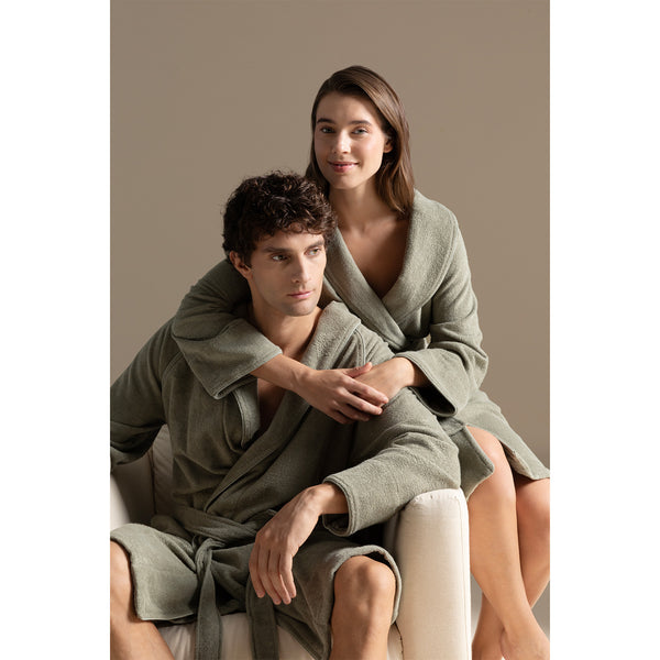 Chakra Solid Unisex Bathrobe Light Green