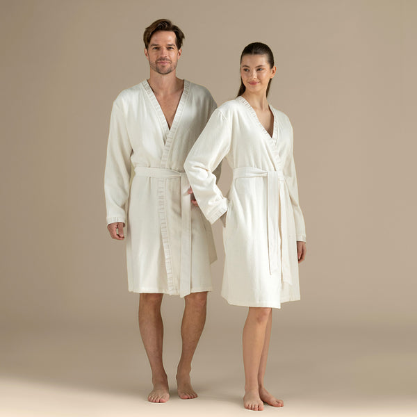 Chakra Perla Unisex Bathrobe Ecru