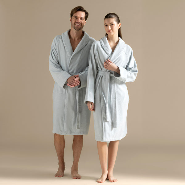 Chakra Solid Unisex Bathrobe Blue
