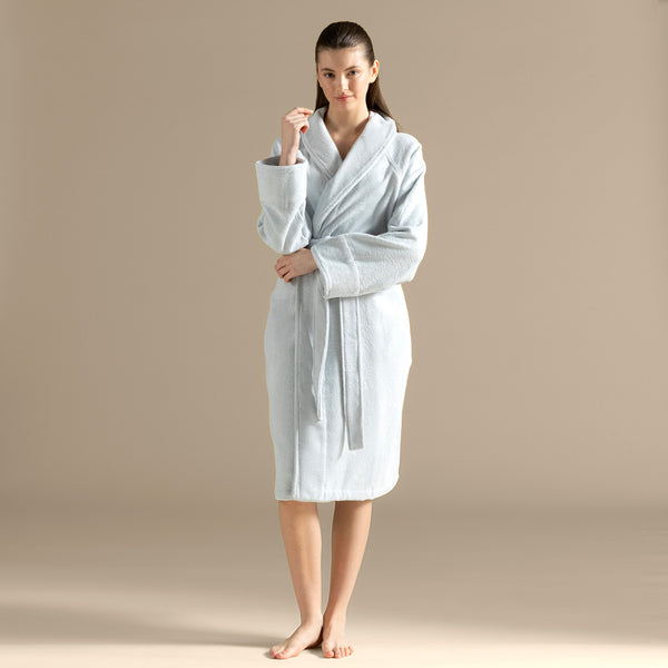 Chakra Solid Unisex Bathrobe Blue