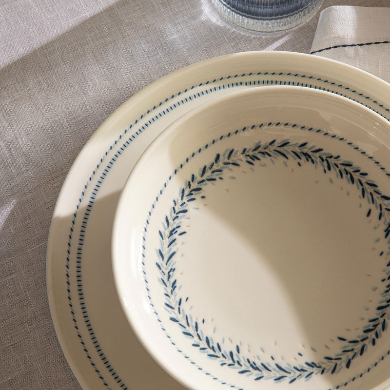 Chakra Peilon Deep Plate 18 Cm Blue - White