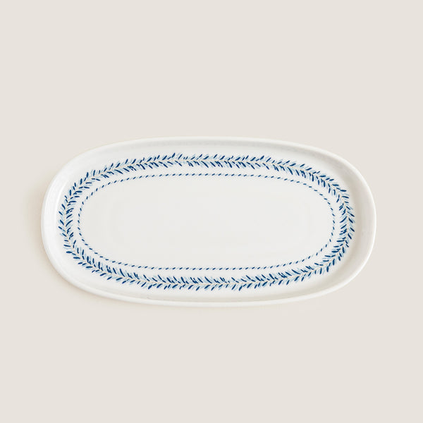 Chakra Pelion Oval Serving Plate 25 Cm Blue - White